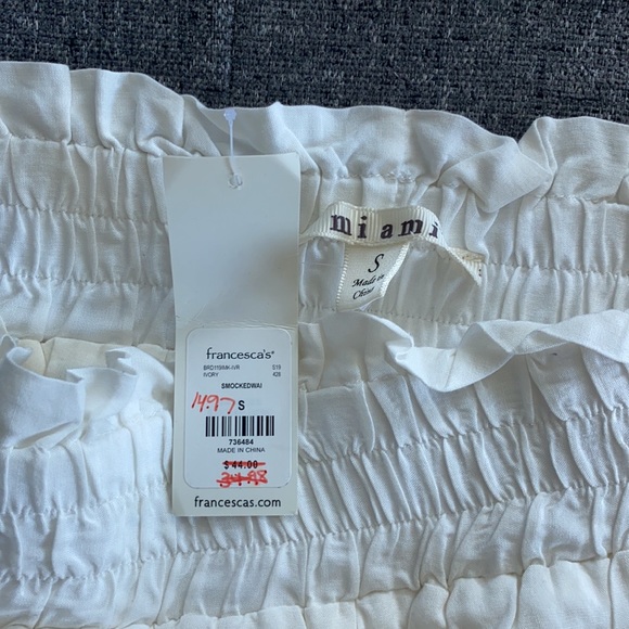 White & Blue Smocked Waist Skirt - Picture 3 of 3